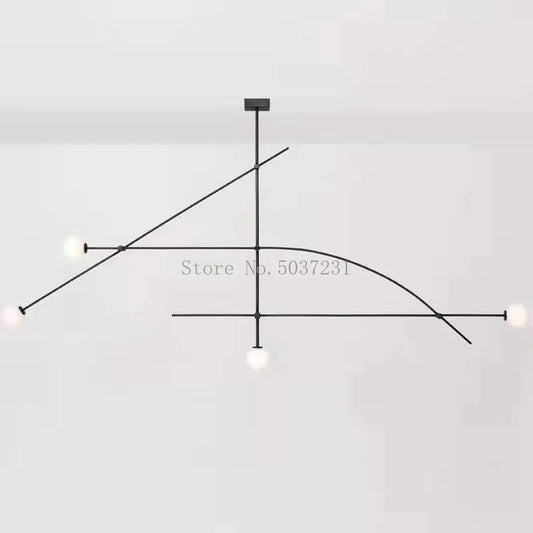 Modern Minimalist Line Chandelier – Designer Glass Ball Pendant Light for Artistic Interiors