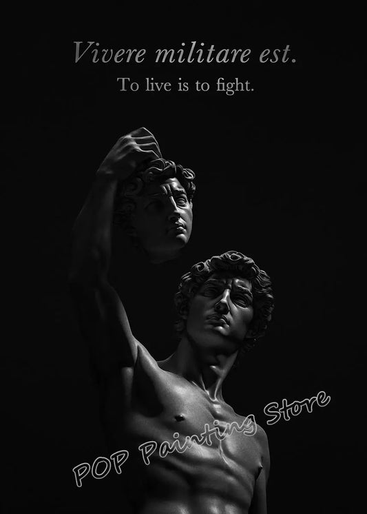 Stoic Wisdom Quote Poster – Minimalist Greek Sculpture Canvas Wall Art for Home & Office Decor