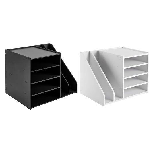PVC Desktop File Organizer – 4-Compartment Document Holder with Stable Structure for Efficient Office Desk Organization