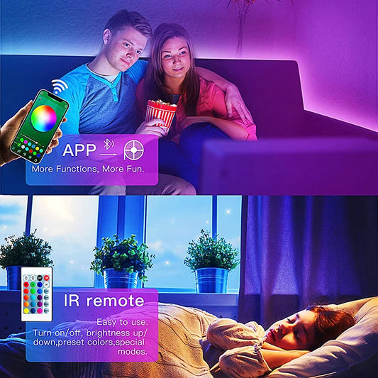 USB 5V LED Lights for TV – APP-Controlled Flexible RGB5050 Ribbon Tape with 30 LEDs/m