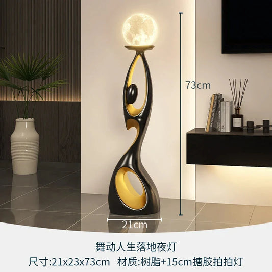 2024 Home Decoration Art Light – Luxury LED Resin Sculpture Floor Lamp for Living Room & TV Cabinet