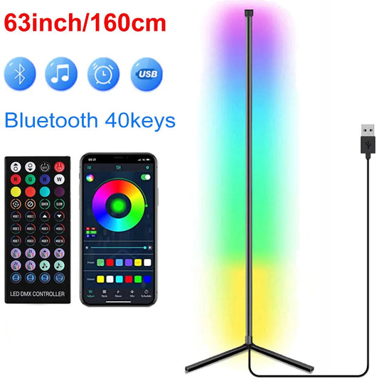 160CM Smart Tuya Corner Floor Lamp – Dimmable RGB LED Mood Light with Alexa Control
