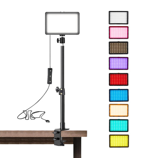 2/1 Pack LED Desk Key Light – Video Light with C-Clamp Stand & 9 Color Filters