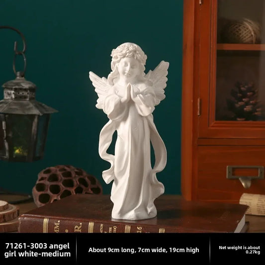 Nordic Angel Prayer Minimalist Sculpture – Resin Decorative Figurine for Office Desk, Bookshelf, or Showroom Display
