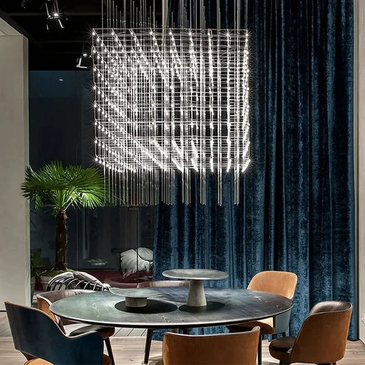 Modern Luxury LED Chandelier – Large Hanging Pendant Light for Living Room, Office, Hotel Lobby & Dining Area