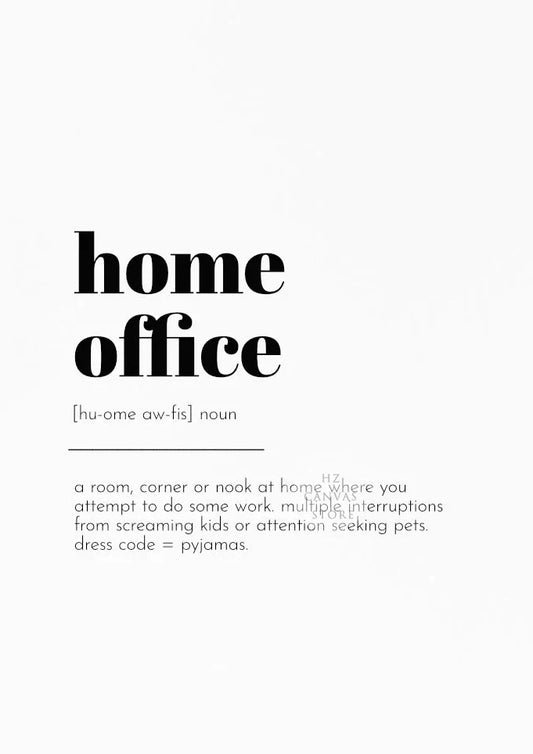 Home Office Definition Poster – Canvas Wall Art Print with Funny Work-from-Home Quote, Minimalist Office Décor Gift