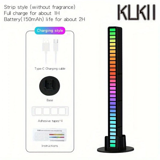 LED RGB USB Pickup Light Bar – Sound Control Music Rhythm Ambient Lamp for Car, PC & Gaming Setup