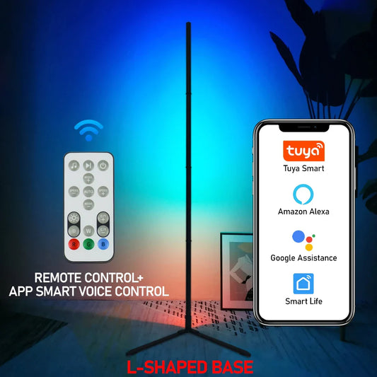 180CM RGBIC Smart Floor Lamp – Tuya APP & Remote Control Standing Mood Light for Game Room & Home Decor