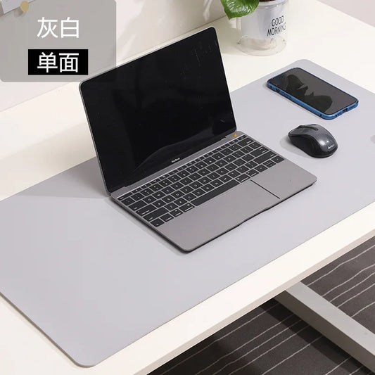 White Gaming Mouse Pad – Large Waterproof PU Suede Desk Mat for Keyboard & Mouse
