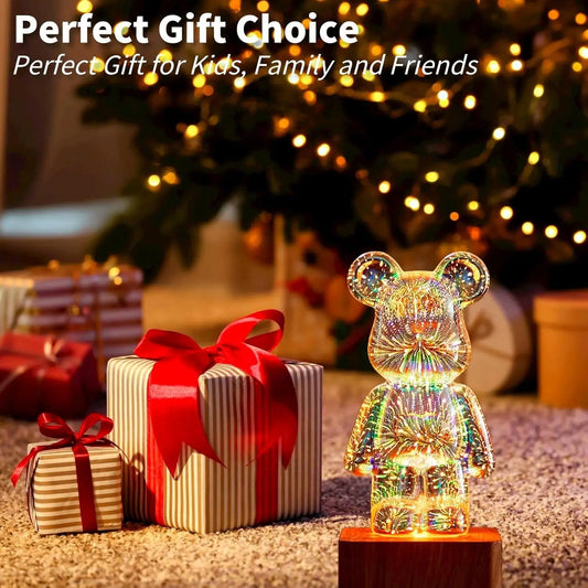 LED 3D Bear Fireworks Night Light – USB Ambient Light for Kids’ Room & Bedroom Decoration