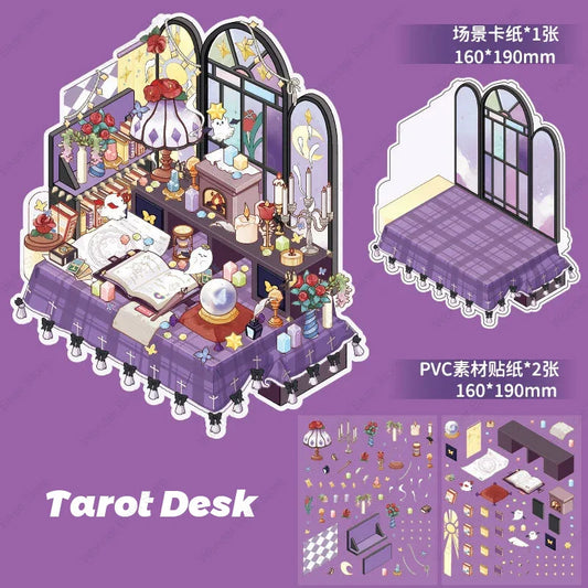 3D DIY Plus Size Corner Desk Miniature Scene Stickers – Stacked Landscape Cabin Stickers for Kids, Students & Creative Gifting