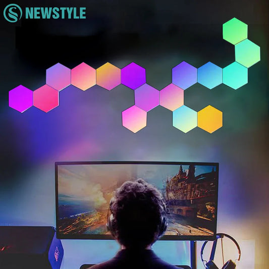 RGB Hexagonal Quantum Lamp – Smart LED Wall Light Panels with APP & Remote Control for DIY Gaming Room Decor