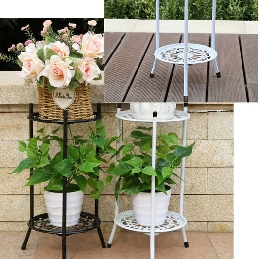 2-Tier Tall Metal Plant Stand – Indoor/Outdoor Plant Display Rack