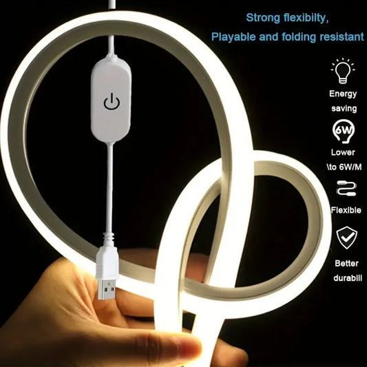 LED Neon Strip Light – USB 5V Dimmable with Touch Sensor &amp; Waterproof Design