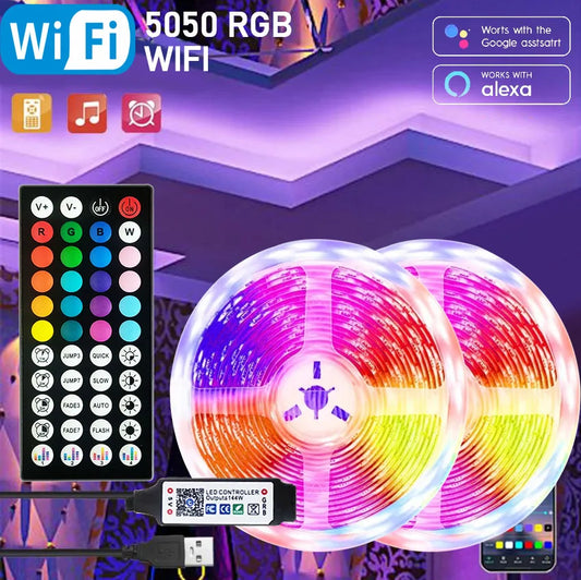 RGB LED Strip Lights – 5m, 10m, 20m, 30m Flexible Ribbon with APP Control for Room & Bedroom Decoration