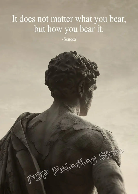 Stoic Wisdom Quote Poster – Minimalist Greek Sculpture Canvas Wall Art for Home & Office Decor