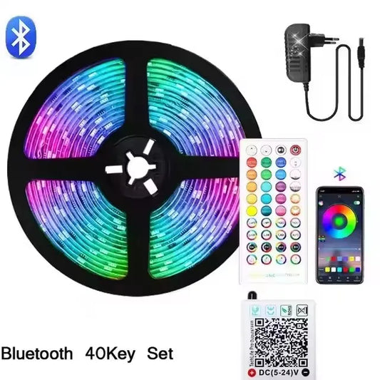 24V RGB LED Strip Light – 5M to 40M Smart Bluetooth Tape with APP Control for Bedroom & Gaming Lighting