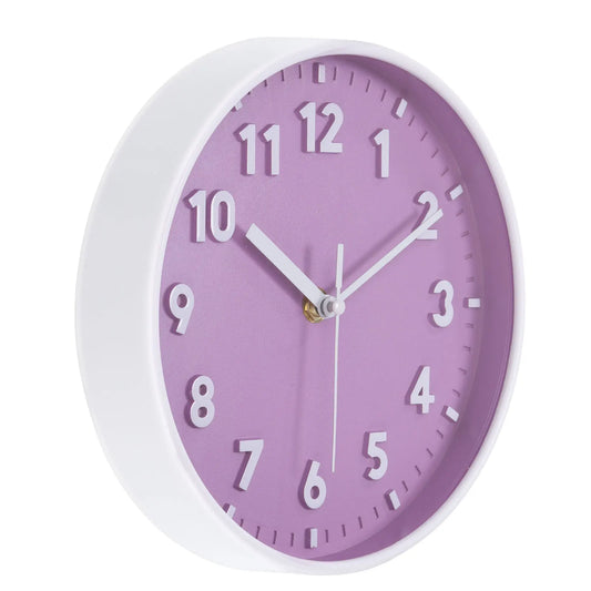 8" Wall Clock – Silent Non-Ticking Round Quartz Clock with 3D Numbers, Battery Operated for Office or Bedroom (Pink)