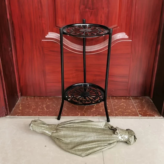 2-Tier Tall Metal Plant Stand – Indoor/Outdoor Plant Display Rack