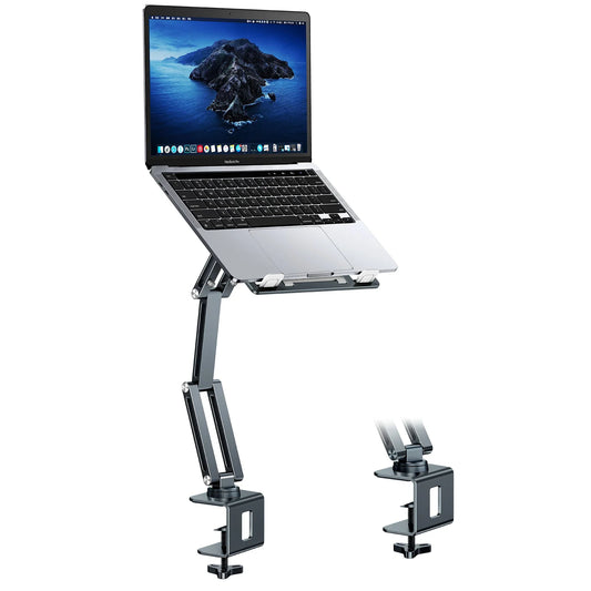 Oatsbasf 360° Rotatable Laptop Stand – Clamp-On Adjustable Tablet & Book Holder for Desktop, Bed, or Sofa Use