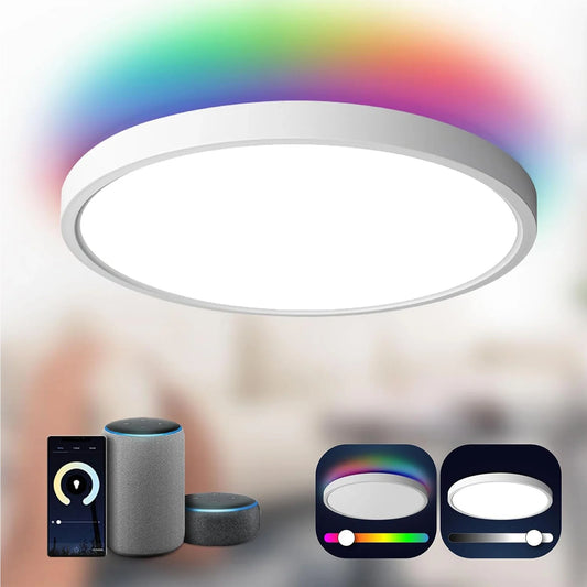 Smart LED Ceiling Light – Flush Mount WiFi Light Fixture Compatible with Alexa & Google
