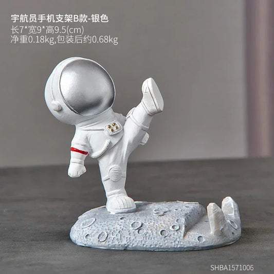 Nordic Astronaut Phone Holder – Resin Space-Themed Desk Ornament for Office & Home