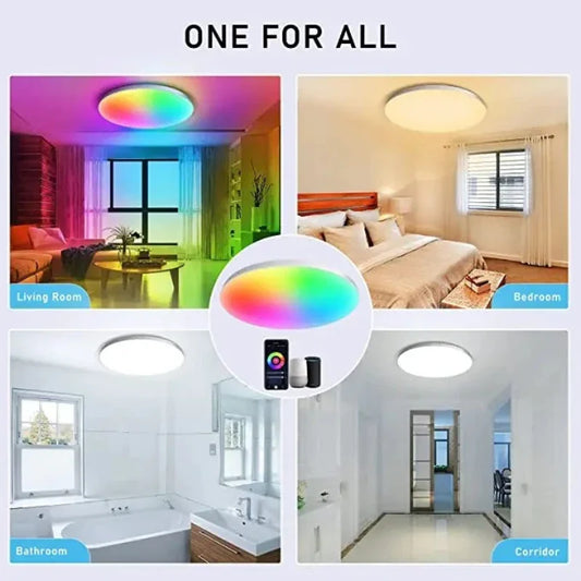 Smart Tuya WiFi LED Round Ceiling Light – RGBCW Dimmable Ambient Lamp with Bluetooth & 2.4G APP Control