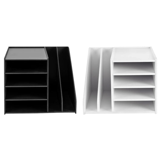PVC Desktop File Organizer – 4-Compartment Document Holder with Stable Structure for Efficient Office Desk Organization