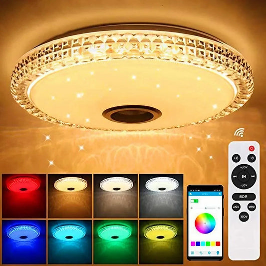 300W Smart RGB LED Ceiling Light – Dimmable Lamp with APP Control & Bluetooth Speaker