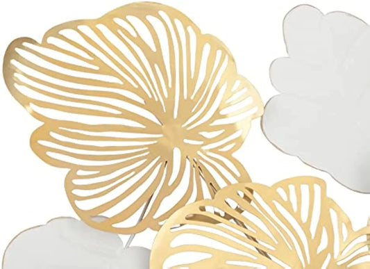 3D Metal Wall Decor – "Gold Flower Blooming" Handmade Leaf Sculpture for Modern Home Decoration