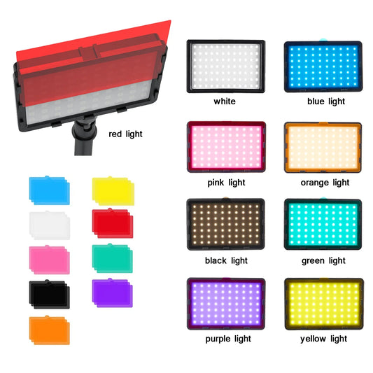 2-Pack Studio LED Video Lights – Streaming & Photo Lighting with Tripod Stand & 9 Color Filters