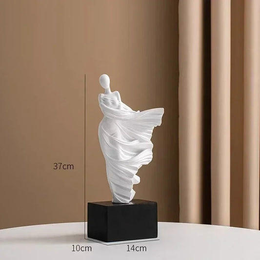 Figure Sculpture Resin Art – Minimalist Senior Portrait Statue for Home & Office Decor