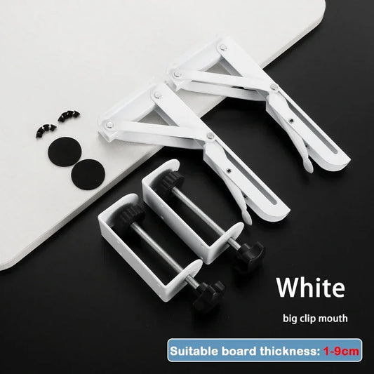 2Pcs/set Foldable Desktop Bracket – Heavy-Duty, Punch-Free Extension Plate Rack & Keyboard Stand for Space-Saving Organization