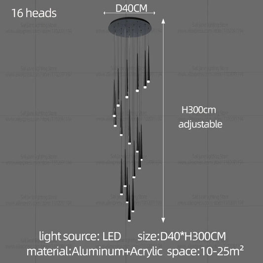 Minimalist Modern LED Chandelier – Designer Pendant Lighting for Duplex Living Rooms, Dining Areas & Staircases