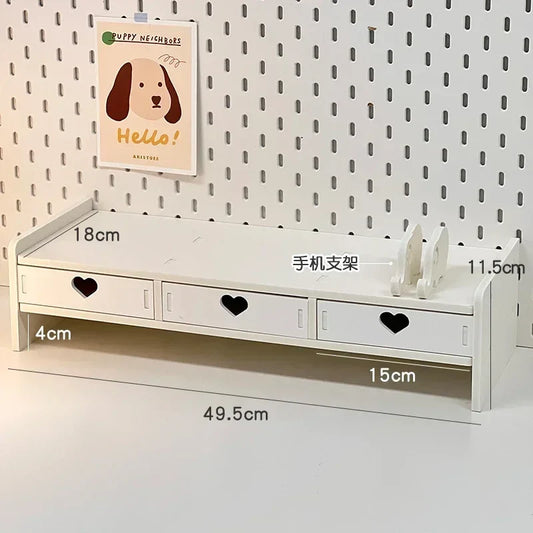 INS Desktop Elevation Stand with Drawers – Multifunctional Storage & Display Rack for Student and Home Office Desks