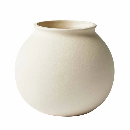 Matte Ceramic Round Vase – 6.69" Soft Minimalist Decorative Centerpiece for Indoor Floral Display