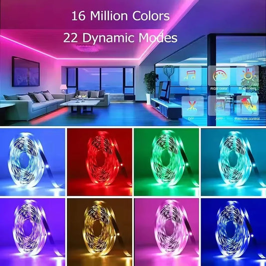 5M–40M LED Lights for Bedroom – Color Changing RGB Strip with Music Sync, Remote & App Control