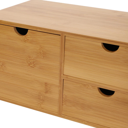 Bamboo Desk Organizer with 3 Drawers – Eco-Friendly Storage Solution for Office Supplies & Desktop Organization
