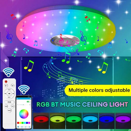 60W Smart RGB Ceiling Light – Music Bulb with Bluetooth Speaker, App & Remote Control