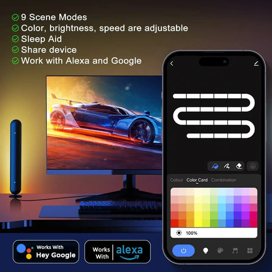 Xiaomi USB RGB LED Pickup Night Light Strip – Tuya WiFi Music Rhythm Lamp for TV & Gaming Room