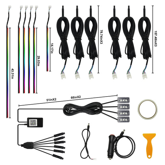 Symphony 10‑in‑1 Car Ambient Light – Colorful LED Neon Interior Rainbow Strip with Acrylic Light Guide