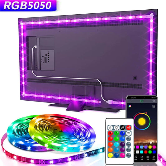 USB 5V LED Lights for TV – APP-Controlled Flexible RGB5050 Ribbon Tape with 30 LEDs/m