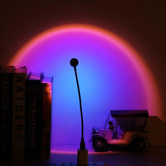USB Rainbow Sunset Projector Light – Ambient Lamp for Home Decor, Photography & Cafés