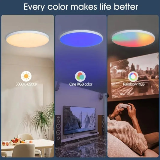 Tuya WiFi Smart Ceiling Light – 38cm Round RGB Ambient Lamp with App, Remote & Voice Control